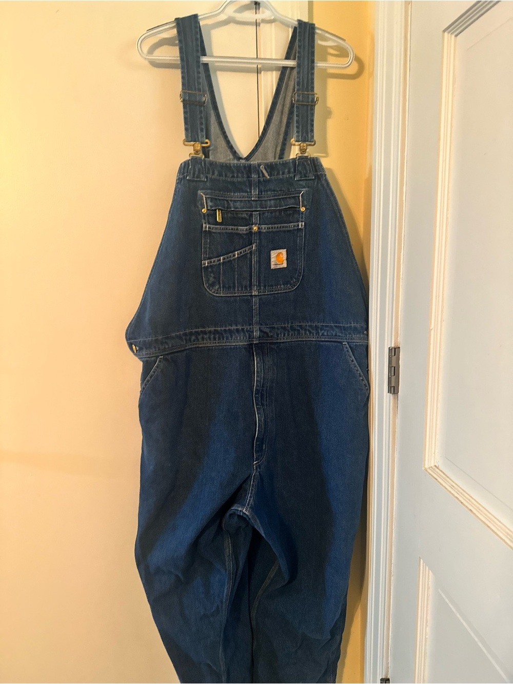 Carhartt Men's Dark Blue Denim Relaxed Bib Overalls